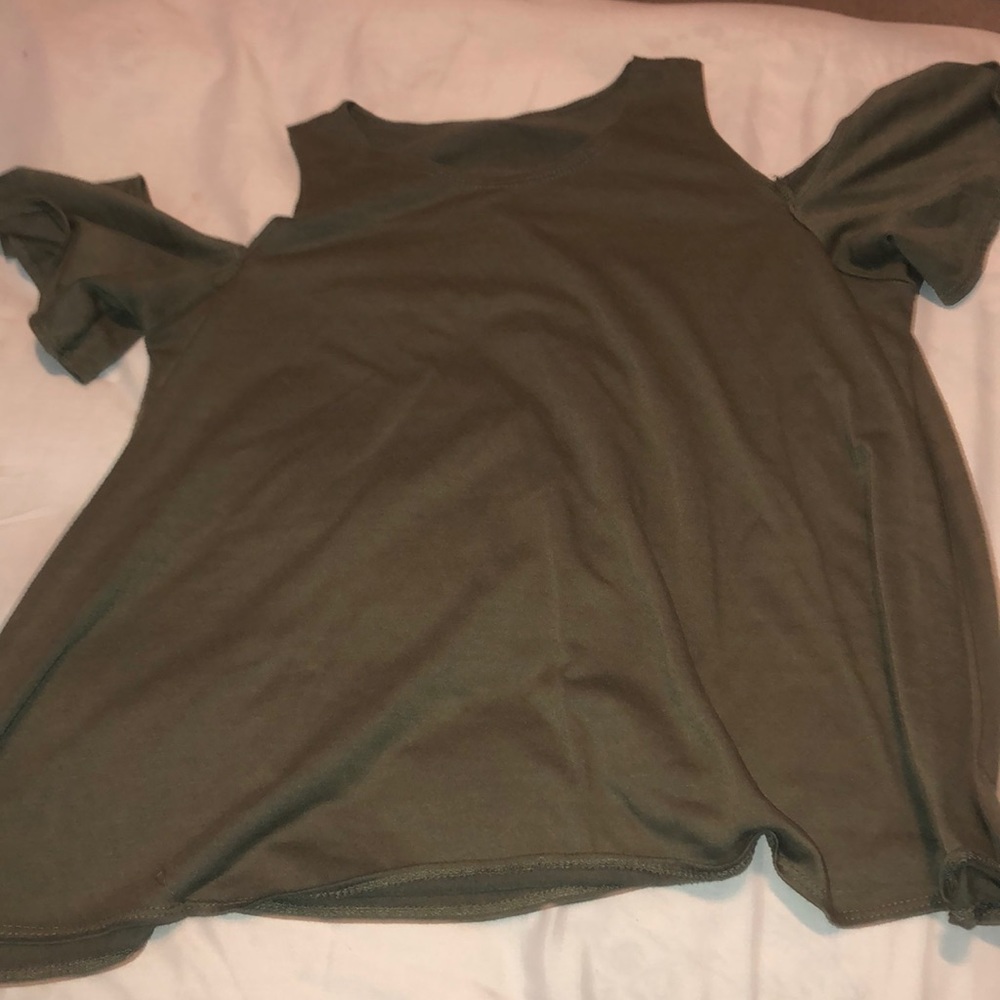 Green cold shoulder top